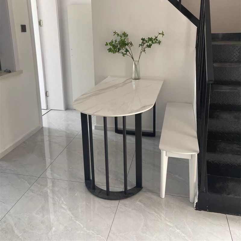 Sintered Stone Top Table with Double Pedestal Modern White Table for Restaurant