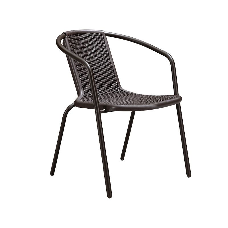 Tropical Rattan Patio Dining Armchair with Arm Outdoors Dining Chairs