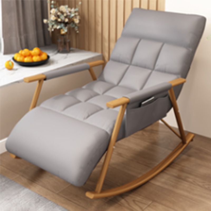 Modern Style Rocking Chair Faux Leather Upholstered Chair with Storage