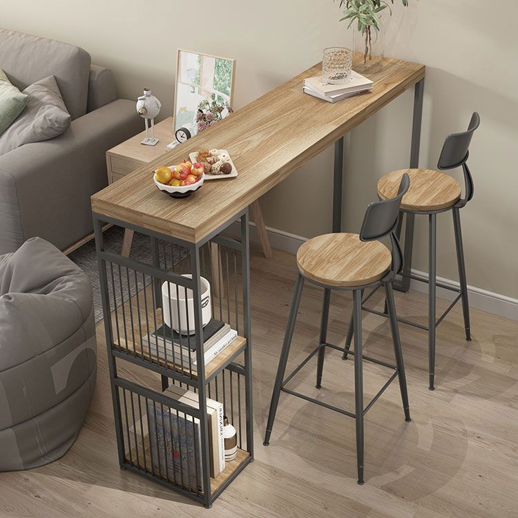 Salon Countre de bois en bois Rectangle stockage table de pub de hauteur de bar naturel du bar naturel