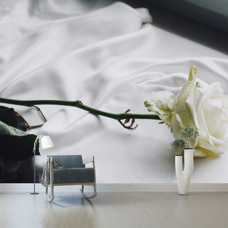 Rose Blooming Mural Decal Modern Style Moisture Resistant for Sitting Room