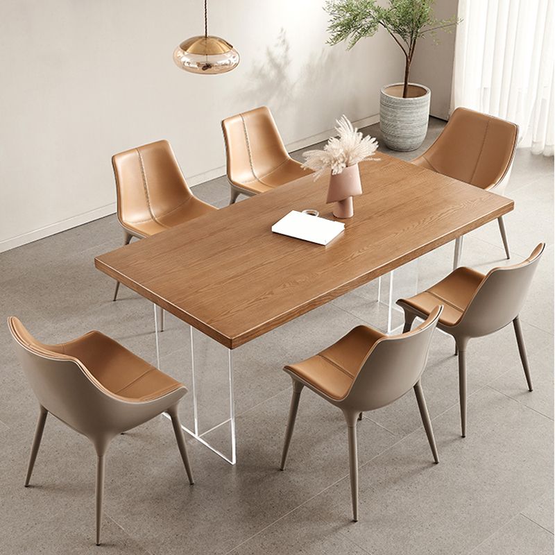Simplicity Dinette Table Rectangle Solid Wood Dinner Table in Brown