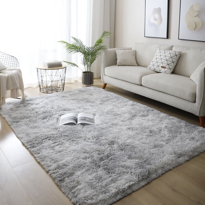 Modern Area Rug Leisure Solid Color Carpet Polyester Shag Rug with Non-Slip Backing