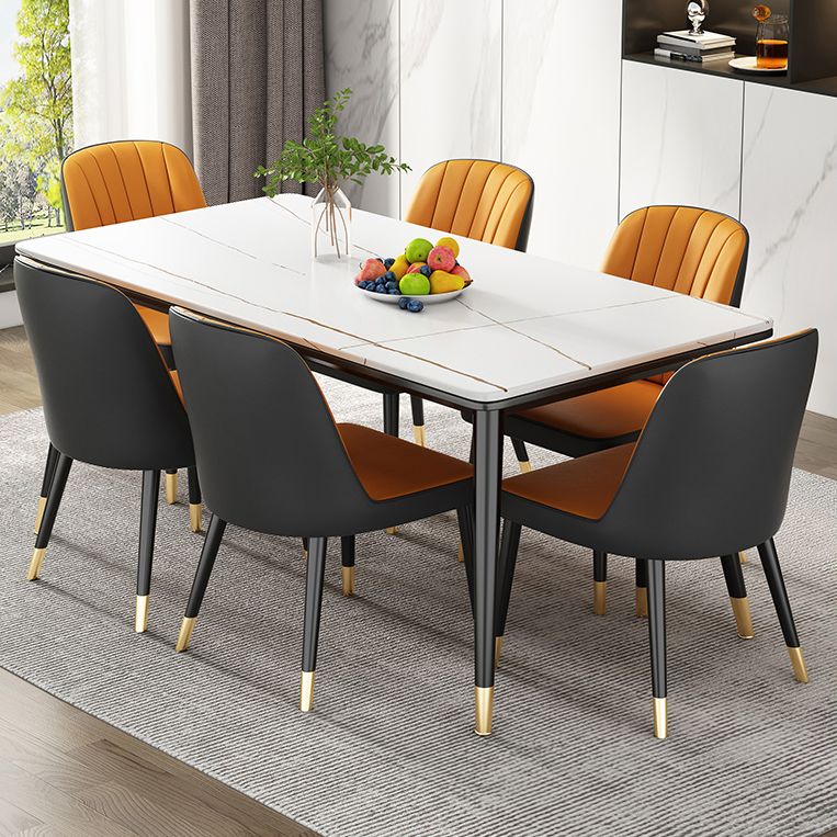 Simple Kitchen Standard Dining Table Sintered Stone Rectangle Dining Table with 4 Legs Base
