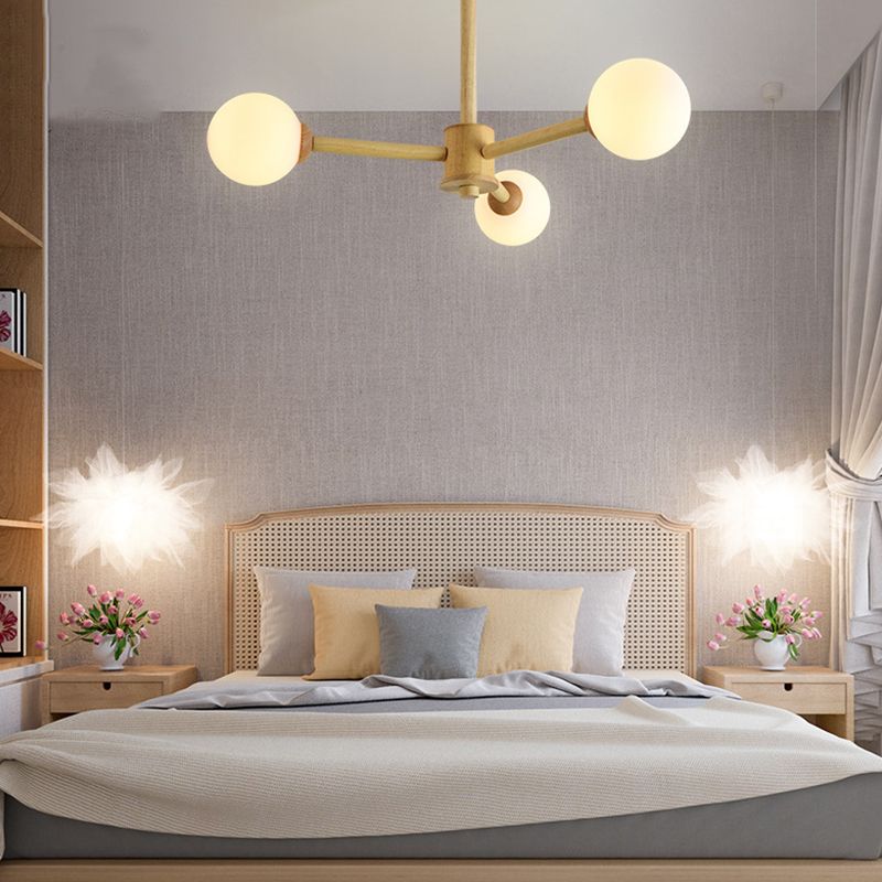 Luces colgantes de rama esférica múltiple de luz Modern Wood Lighting para estudio para estudiar
