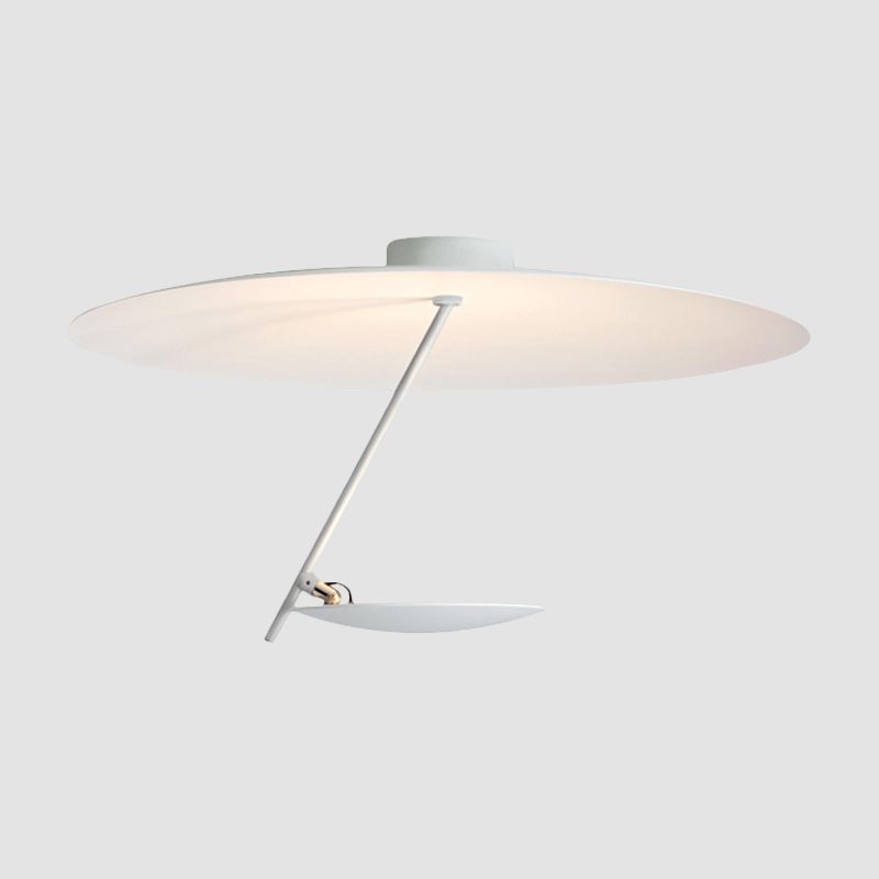 White Dome Flush plafonnier moderniste LED Metallic Semi Flush Mount pour chambre, 19,5 "/23,5" de large
