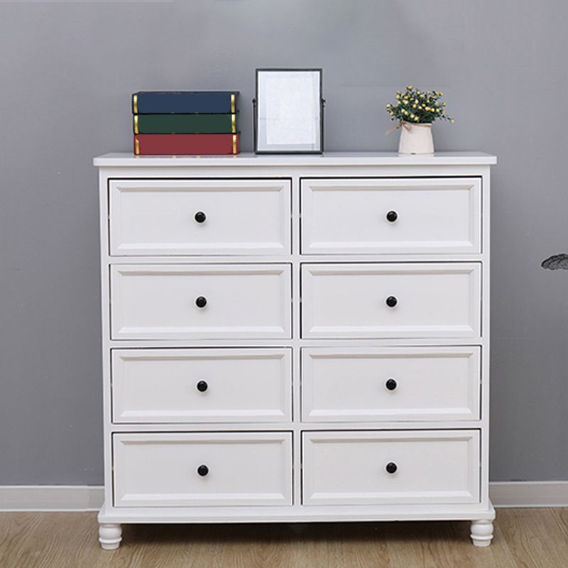 13.8" W Vertical Chest Solid Wood White Storage Chest with Drawers