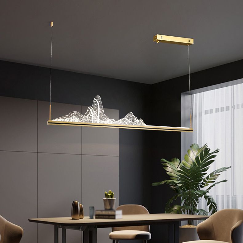 Modern Lighting Chandelier 1 Light Island Lighting Ideas Metal Island Ceiling Light in Gold