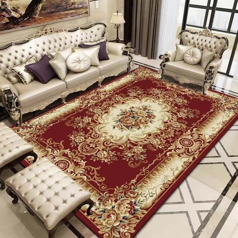 Navy Bohemian Carpet Polyester Graphic Carpet Washable Carpet for Living Room