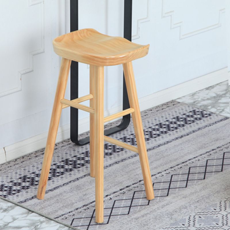 Contemporary Wood Stool Wood Rectangle Seat Counter Stool in Matte Finish