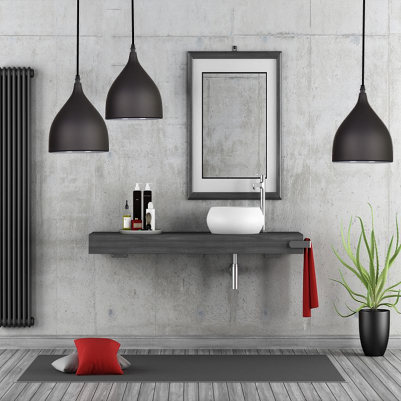 6,5 "/10"/12 "Luce a soffitto a pendente a cupola larga Metallo moderno 1 Luce di sospensione nero/bianco/rosso