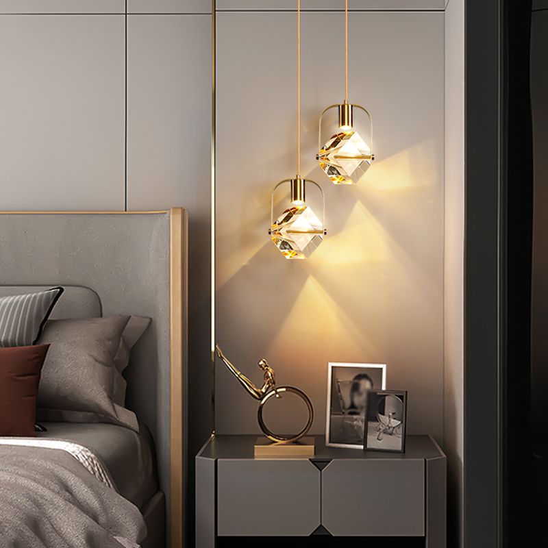 Modern Style Unique Shape Hanging Light Crystal 1 Light Hanging Lamp for Bedroom