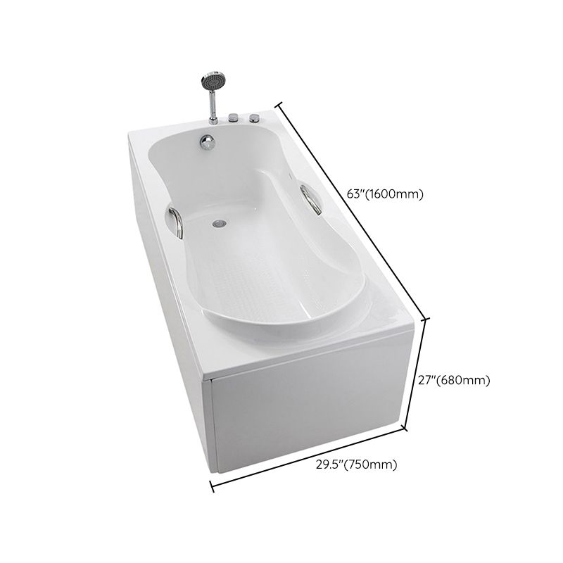 Rectangular Freestanding Bathtub Acrylic Soaking White Modern Bath (Board not Included)
