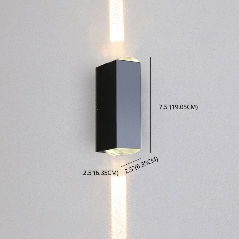 7.5" H Outdoor Waterproof LED Wall Sconce 2-Lights Modern Style Aluminum Alloy Courtyard Corridor Wall Light in Frosted Black