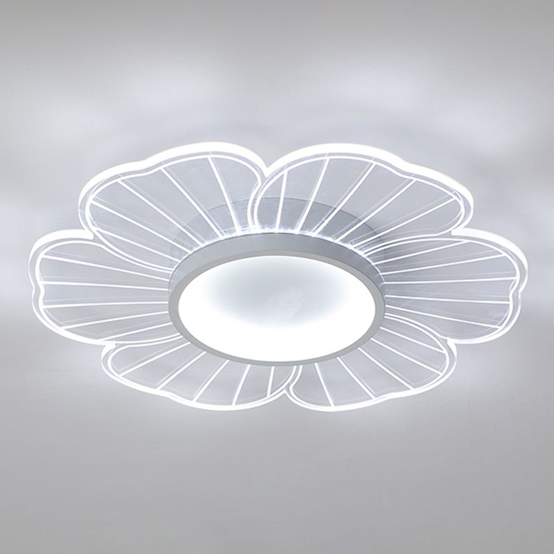Flower Shape Flush Mount Modern Style Acrylic 1 Lights Led Flush Mount in White