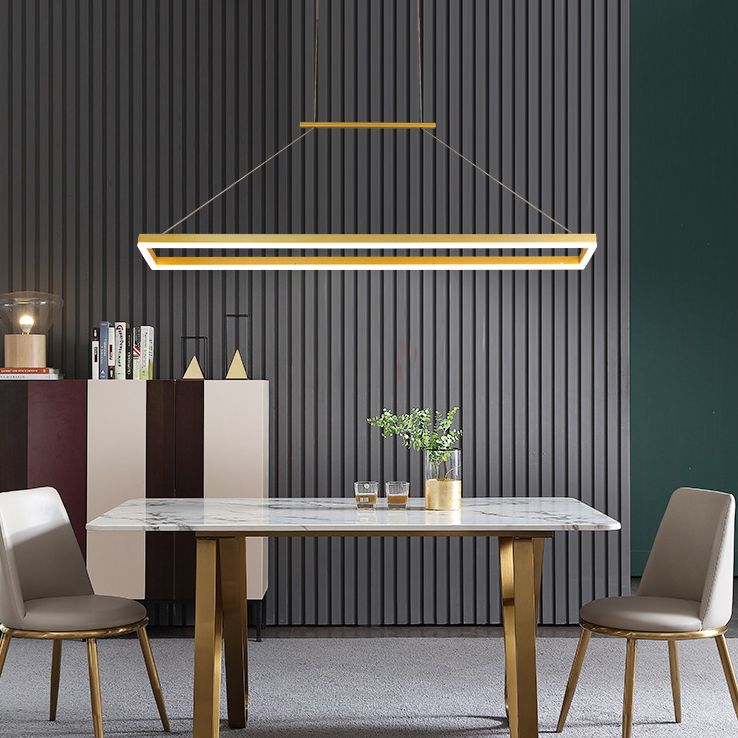 Metal Rectangular Pendant Light Kit Modern Style LED Hanging Ceiling Light for Dinning Room