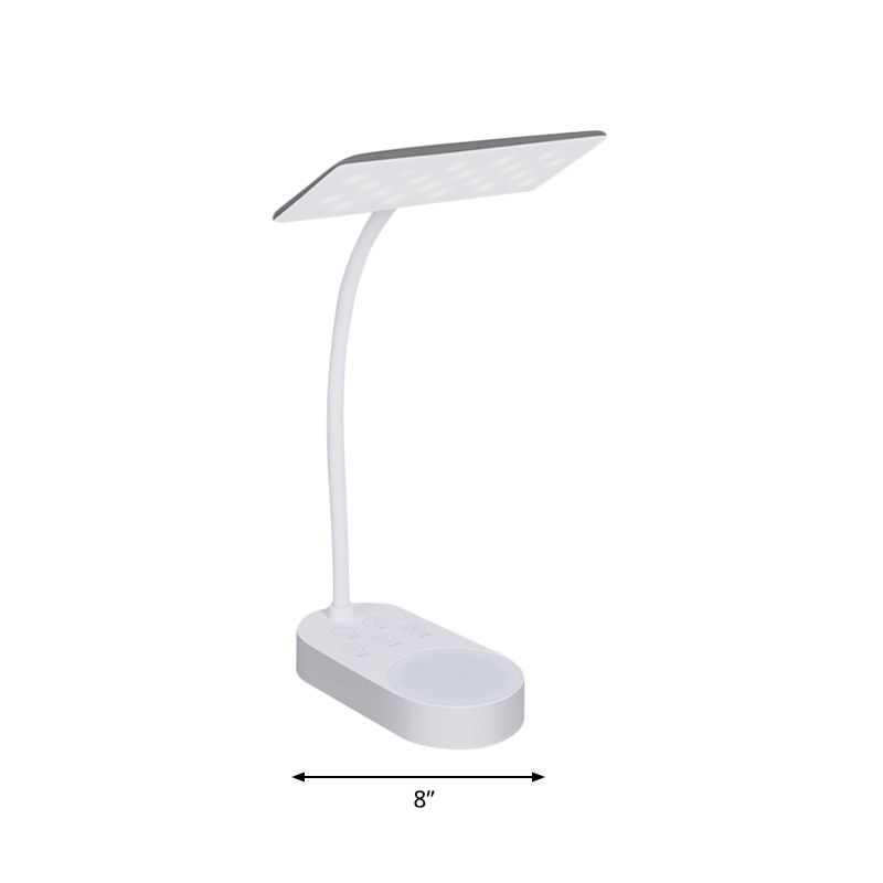 White Rectangular Panel Shade Desk Lamp Modern Simple LED Reading Light for Bedside