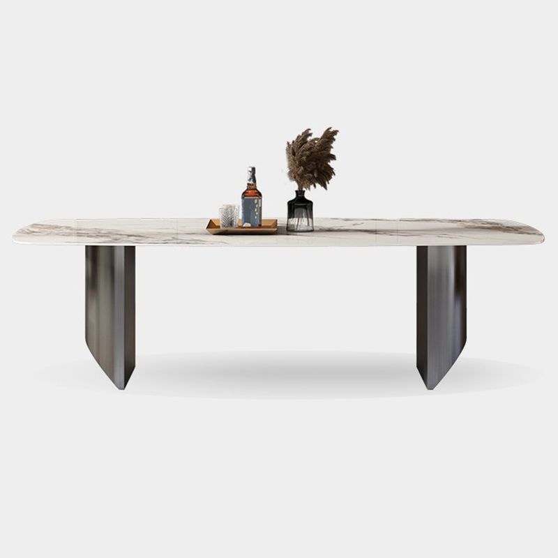 Industrial Rectangle Dining Table Sintered Stone Table with Metal Legs