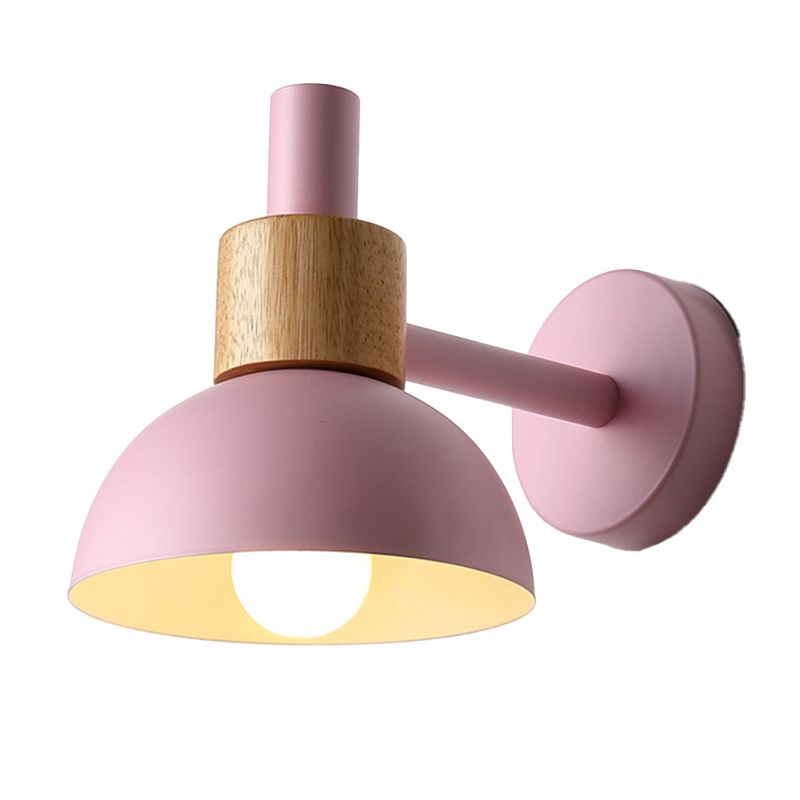 Macaron Style Wall Lamp 1-Light Wall Mount Lamp with Wood for Living Room