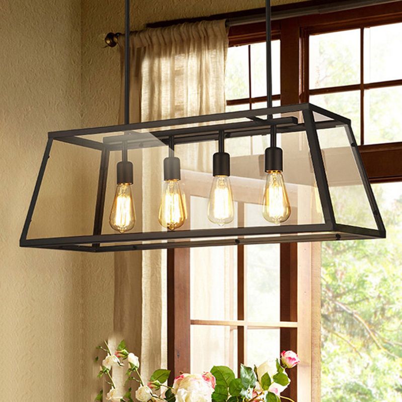 Industrial Trapezoid Island Lighting Metal Multiple-Light Island Pendant