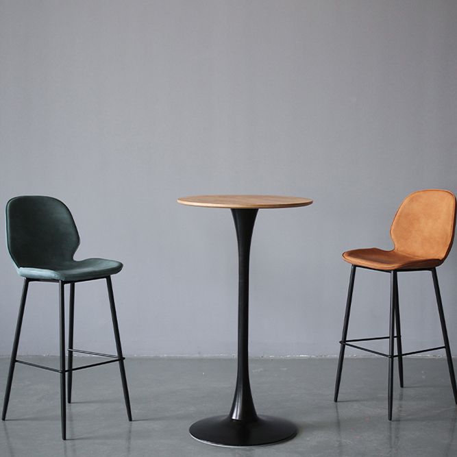 Bucket Footrest Counter Bar Stool Industrial PU Upholstery Low Back Indoor Counter Stool