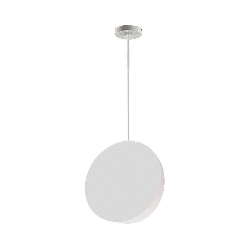 8"/12"W Circular Pendant Lamp Modern Nordic Style Metal 1 Light Black/Grey/White Hanging Ceiling Light