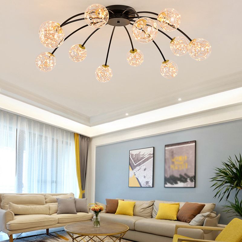 Lámpara de techo redondo de vidrio lámpara de montaje semi rasciquete led simple