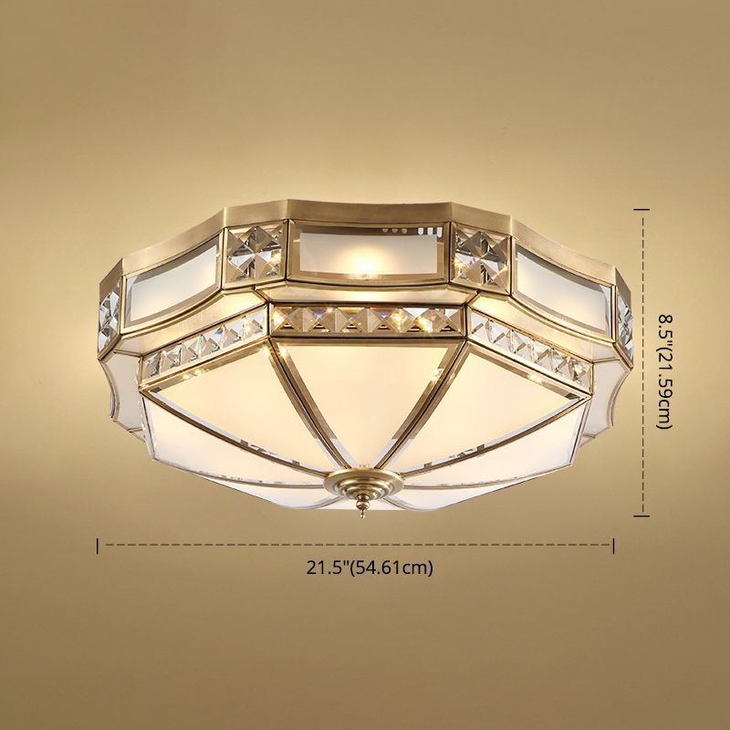 Lampadario da incasso in vetro ombreggiato Illuminazione tradizionale da incasso per soggiorno in ottone