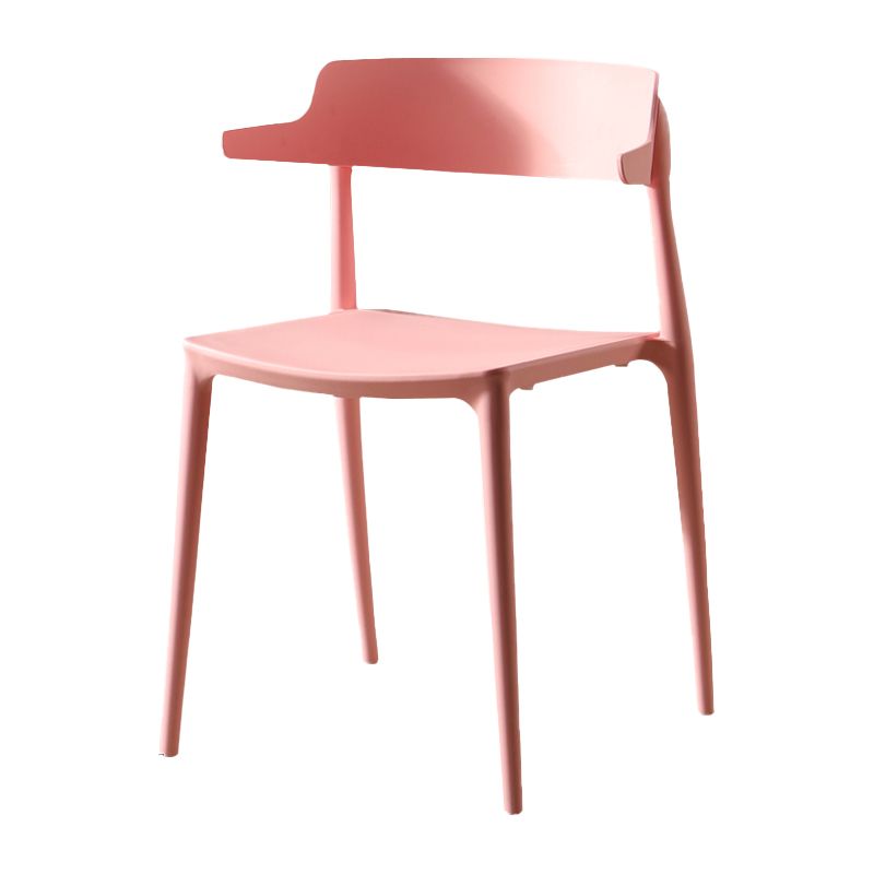 Silla sin brazos de comedor de plástico escandinavo, silla lateral con respaldo abierto