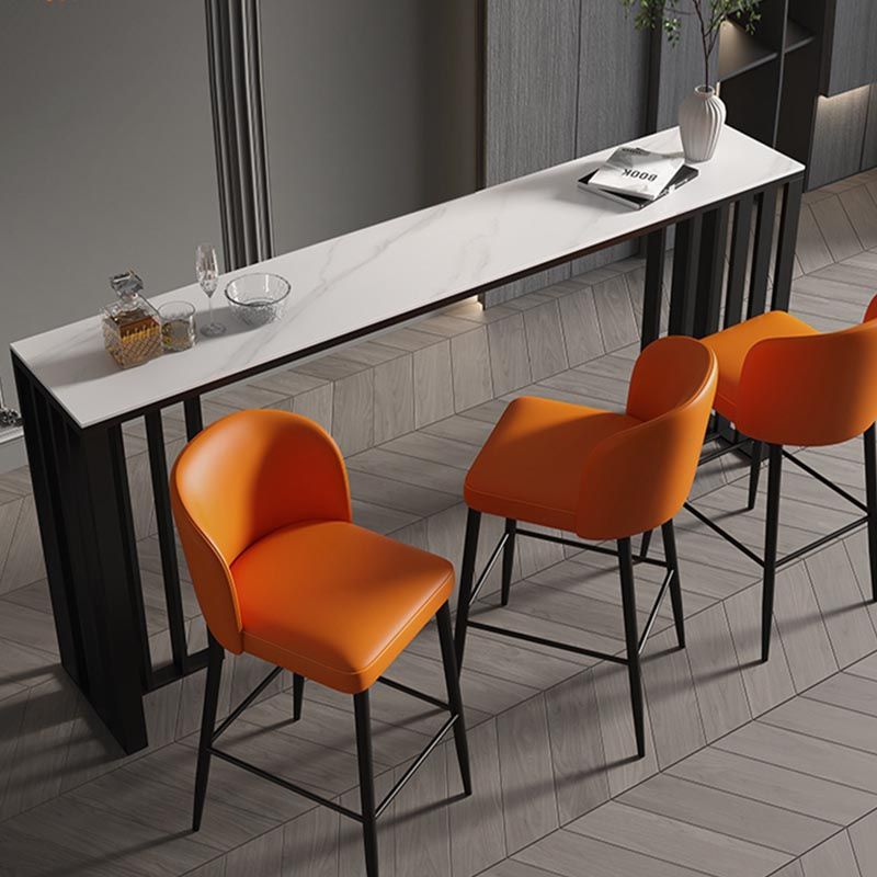 Industrial Style Stone Top Bar Table Steel Pedestal Bistro Table