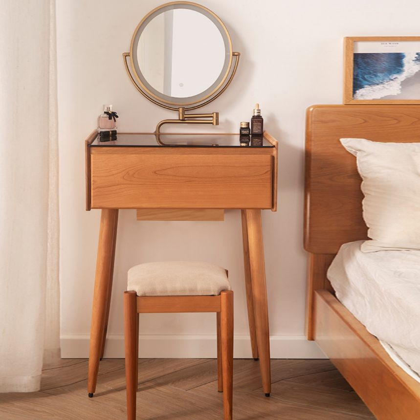 Contemporary Make-up Vanity Bedroom Glass Lighted Mirror with Drawer