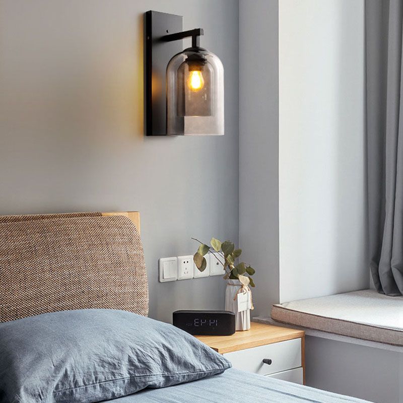 Lámpara de pared sombreada de estilo nórdico luminoso de pared de la pared del dormitorio del dormitorio