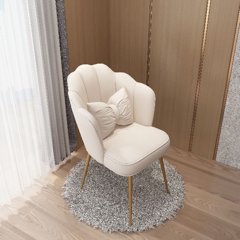 Scandinavian Dining Chair Solid Back Side Chair with 4 Metal Legs for Home Use