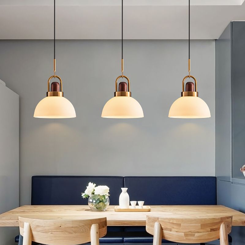 Cocina de hotel Dúpida de vidrio con esmerilizado 1 luz de estilo blanco Lámpara de colgación blanca