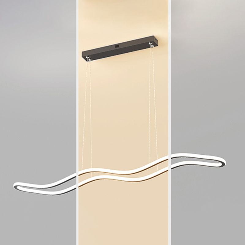 Creative Linear Island Lighting Fixture Modern Style LED Hanging Light for Dining Room