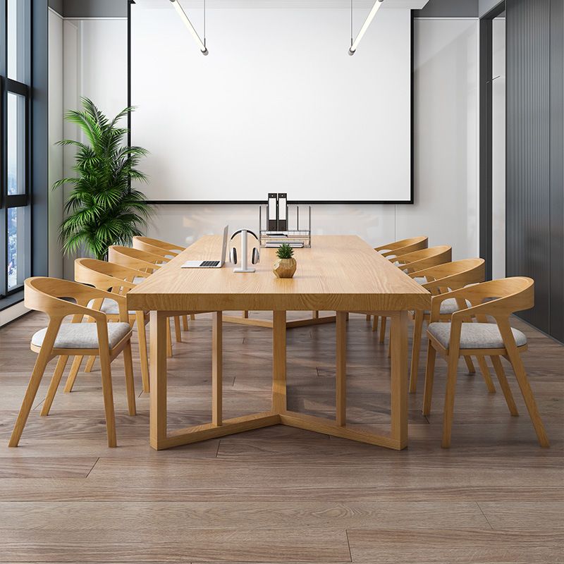 Rectangle Modern Solid Wood Standard Height Table Double Pedestal Dining Table