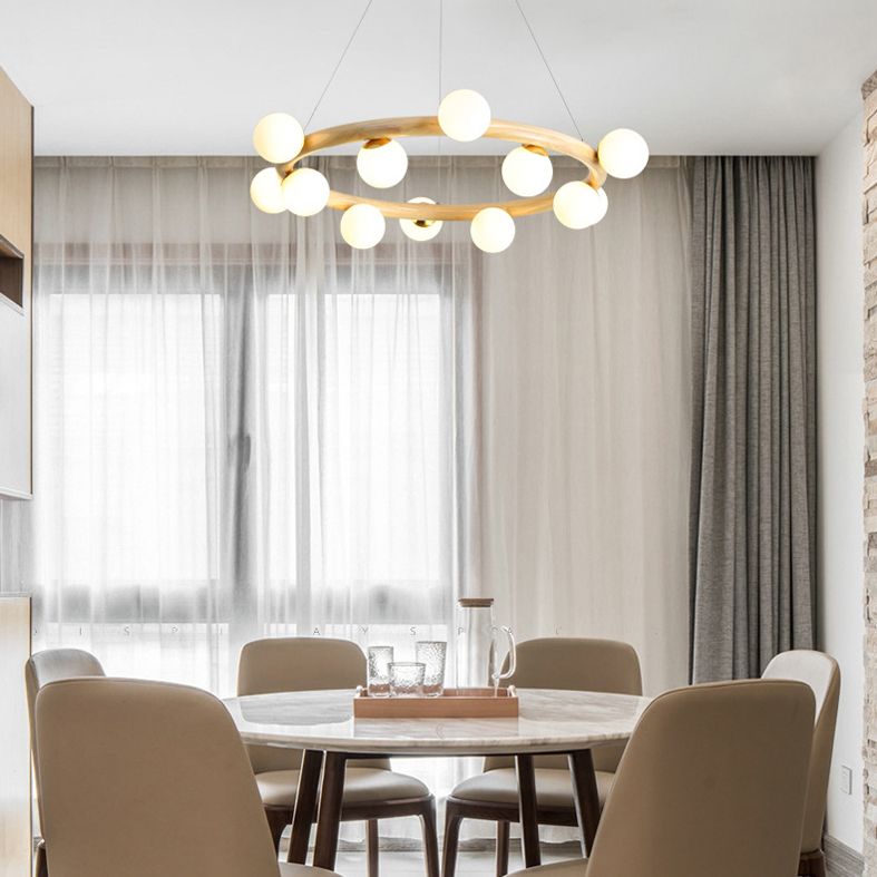 Lampada del lampadario contemporaneo a golf lampada a sospensione in legno per soggiorno