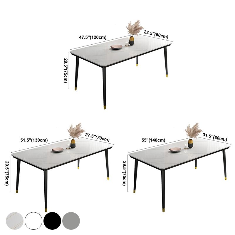 Mesa de comedor resistente a los arañazos de piedra sinterizada industrial, mesa rectangular con base metálica para el hogar