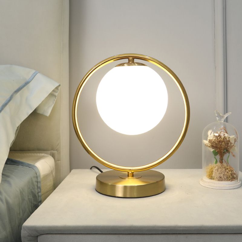 Modern Style Geometry Night Table Lamp White Glass One Light Table Light for Bedroom
