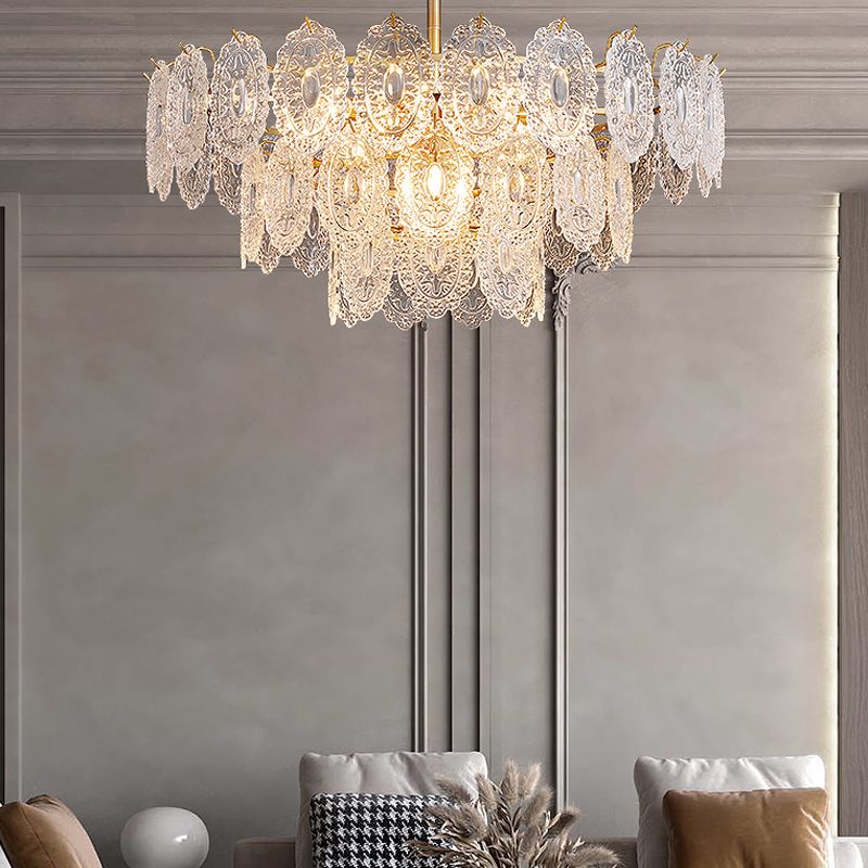 Modern Style Chandelier Light Fixture Metal Chandelier with Glass Shade