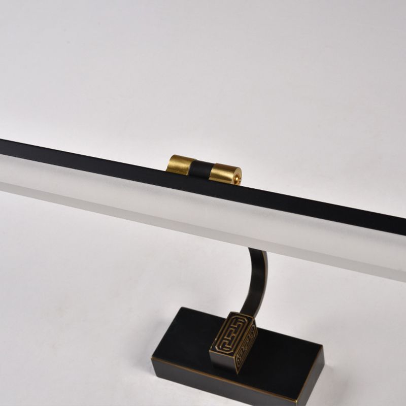 Chinese Style Mirror Cabinet Bathroom Wall Lights Black Metal Linear Shade LED Ambient Vanity Lighting