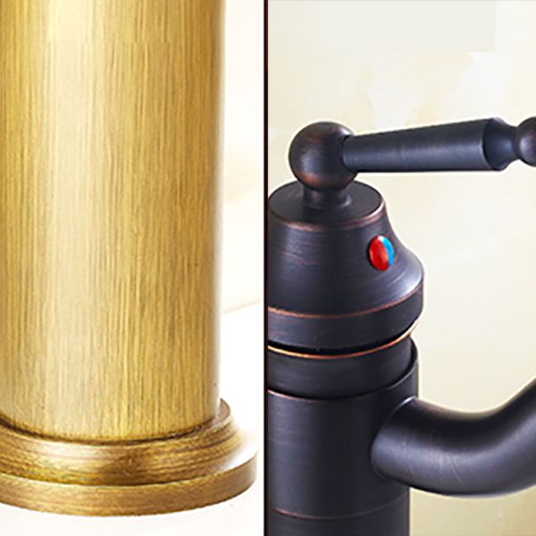 Lever Handle Basin Lavatory Faucet Farmhouse Circular Bathroom Faucet