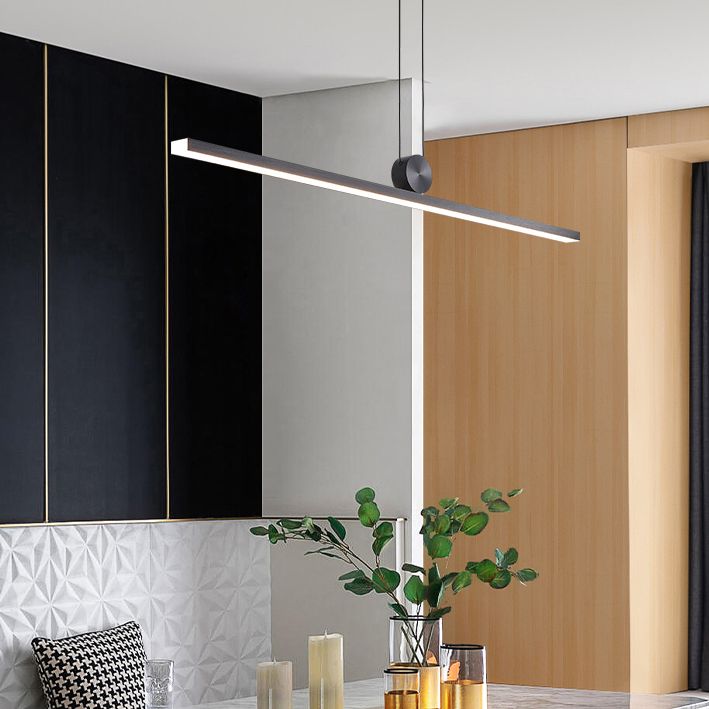 Black Island Hanging Light LED Island Light with Acrylic Shade for Dining Room