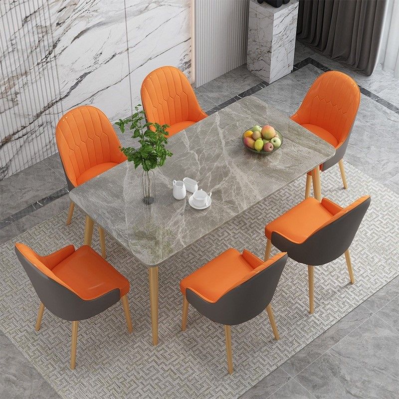 Traditional Luxury Rectangle Dining Table Stone Dinner Table with 4-foot