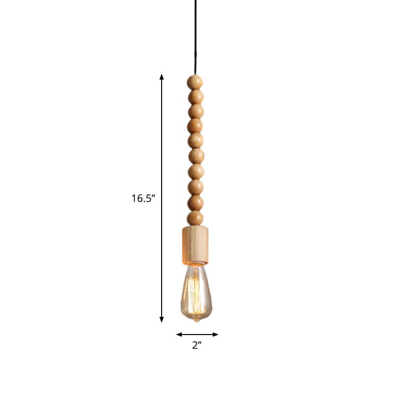 Brown Baluster Pendant Ceiling Light Simplicity 1 Head Wood Exposed Bulb Designed Hanging Lamp Kit