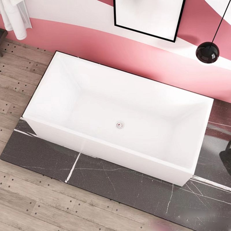 Freestanding Acrylic Bathtub White Rectangular Modern Back to Wall Bath