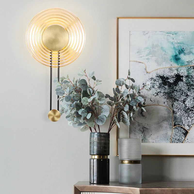 Single Modern Brass Wall Mounted Sconce LED Glass Wall Light for Living Room