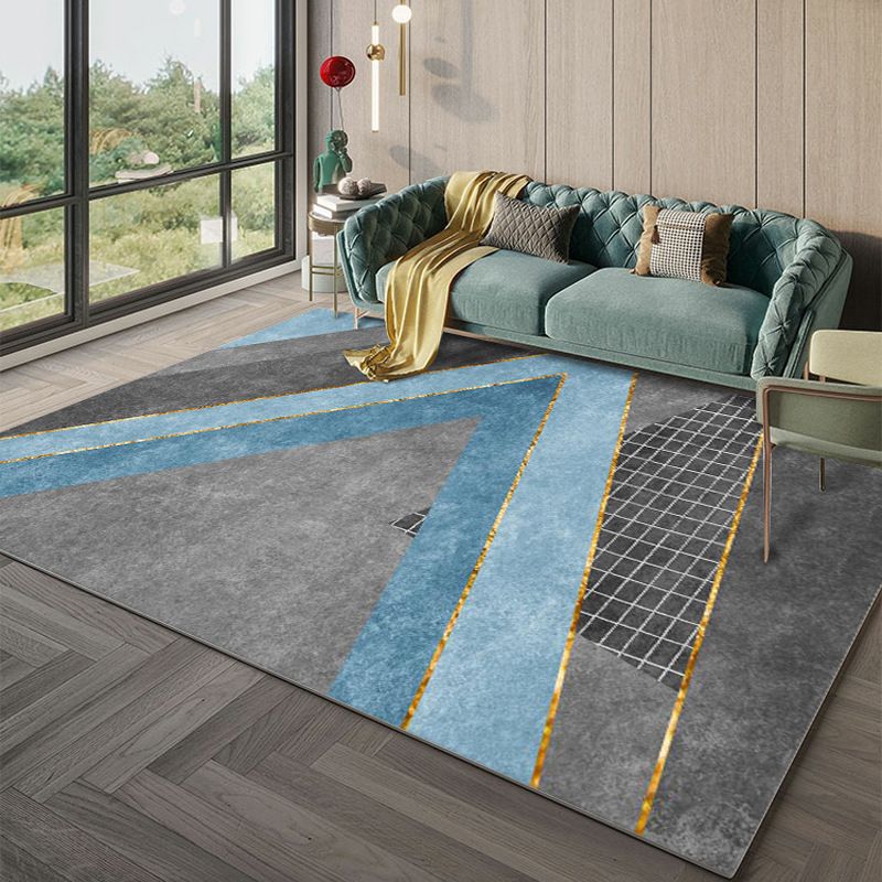Grey Casual Rug Polyester Graphic Indoor Rug Washable Rug for Home Decor