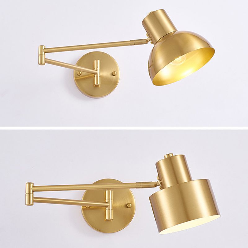 Postmodern Style Wall Sconce Light Swing Arm Metal Shade Wall Lighting with Adjustable Head