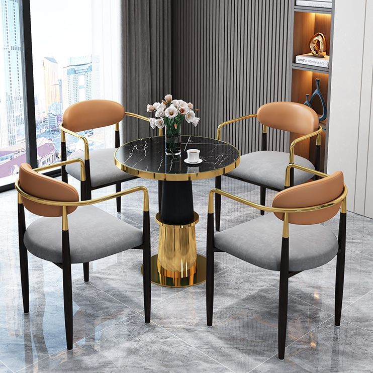 Glam 1/4/5 Pieces Dining Set Gold Base and Stone Top Table Kitchen Set for Dining Room
